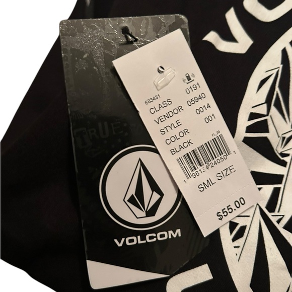 Volcom Stone “True To This” Black Hoodie Youth Small Logo Pullover Skate Surf - Picture 4 of 4
